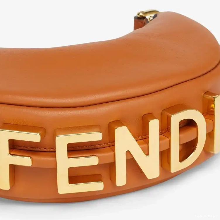 Affordable HOT Leather Fendigraphy Fendi Calf Brown Nano In Bag Hobo 0405